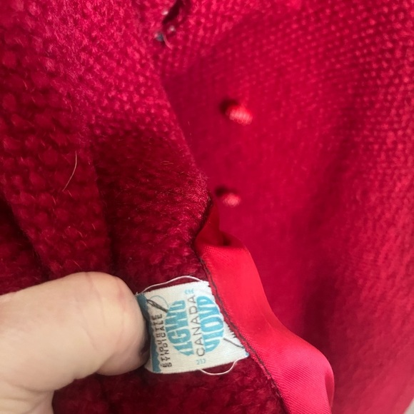 Vintage red wool jacket with faux fur collar kick slit at back warm stunning S/M - Picture 7 of 8
